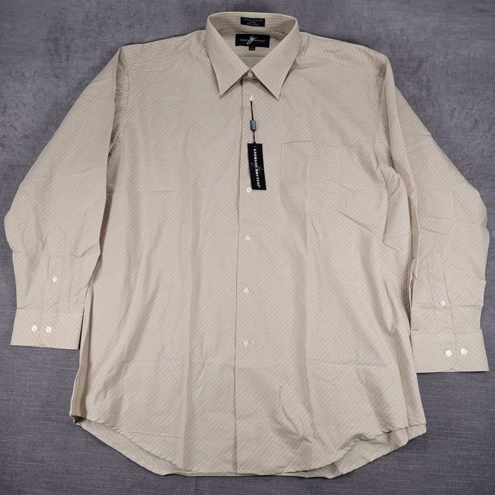 Giorgio Brutini Striped Dress Shirt Point Collar Button Up Long‎ Sleeve 17 32/33